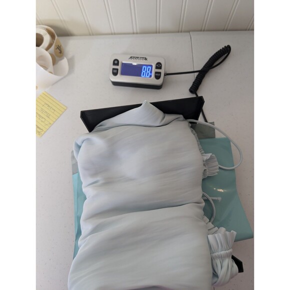 Lane Bryant Plus Size Top Blue Size 14/16 V-Neck Ties Peasant Ruffles Pleated - Picture 12 of 12